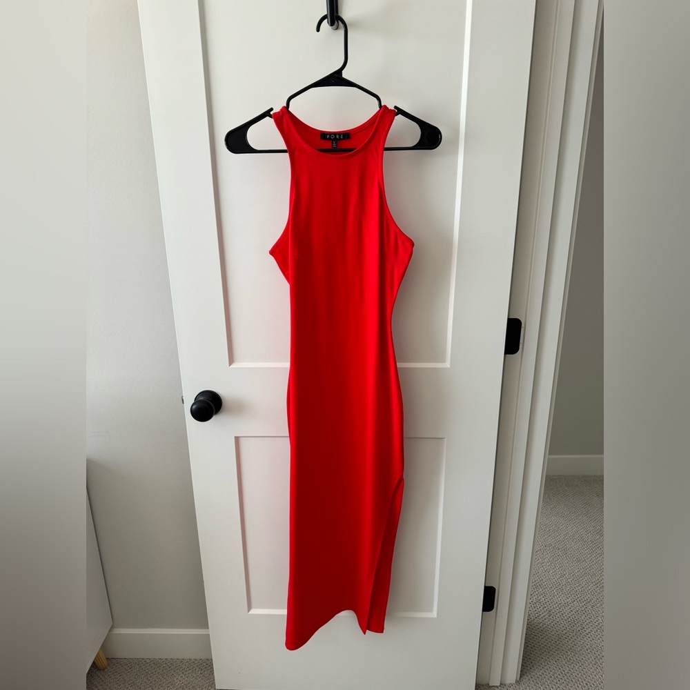 Vici Red Side Slit Dress